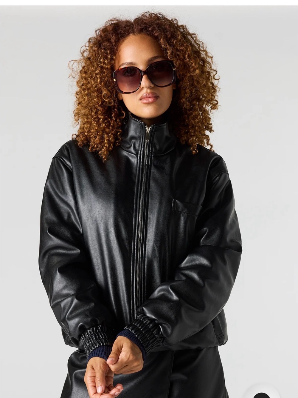 Urban Planet Black Faux Leather Bomber Jacket